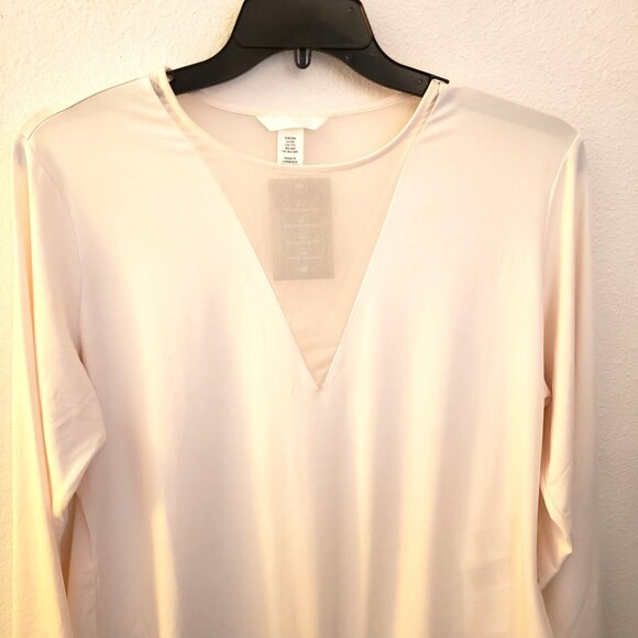 H&M Mesh Insert Cream Long Sleeve Bodysuit Size XL NWT - Picture 2 of 8